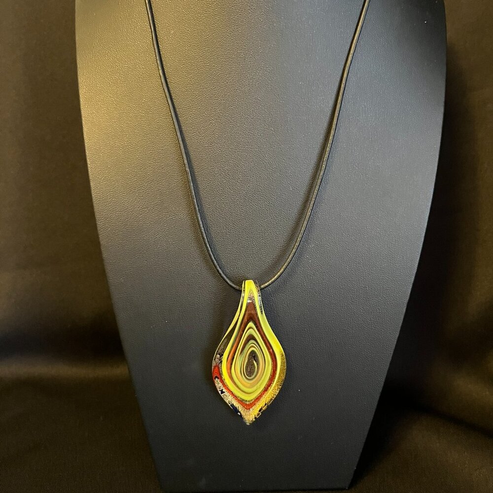 Lampwork & Dichroic Glass Teardrop Pendant